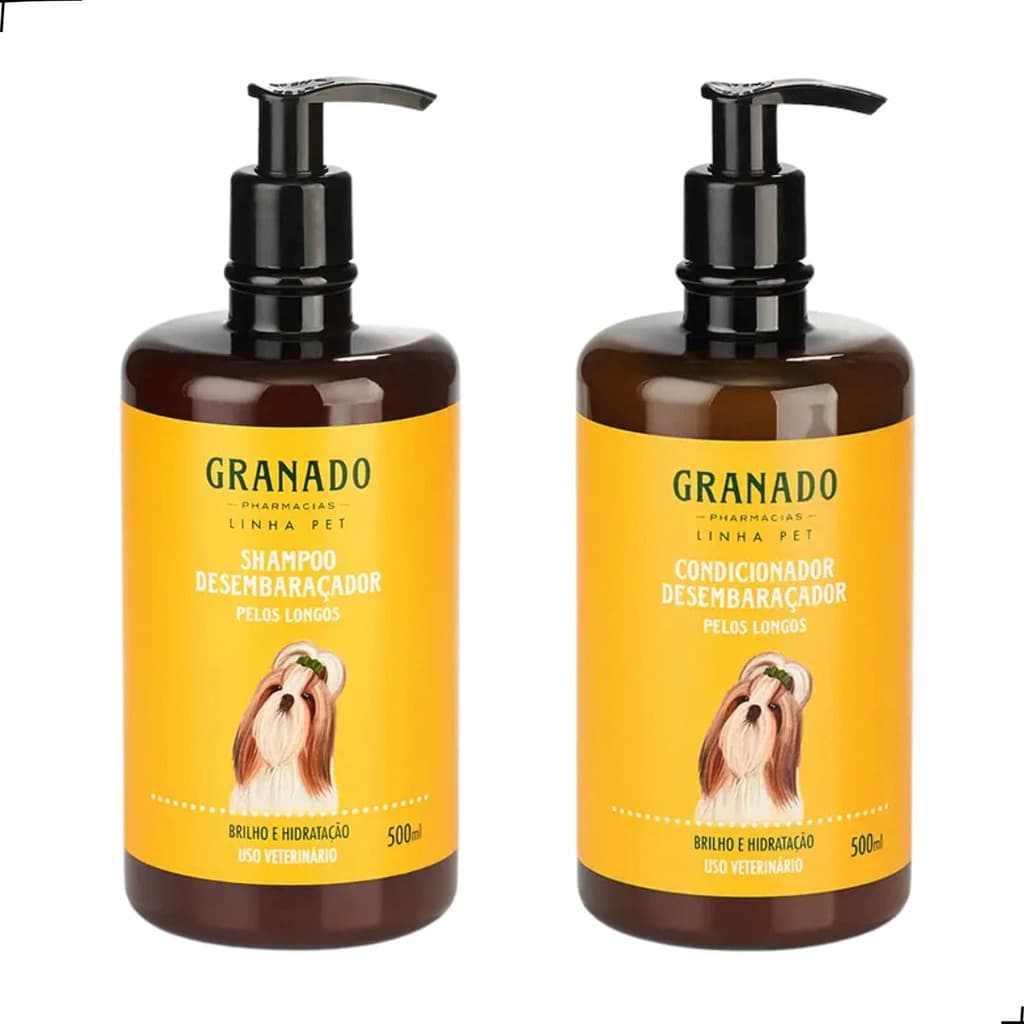 Kit Shampoo + Condicionador Granado Pet Desembaraçador de Pelos Cães e Gatos 500ml