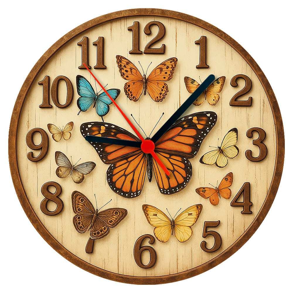 Relógio de Parede - Borboleta-25x25x2cm(Não é relevo)