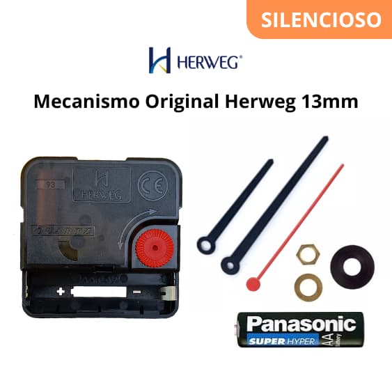 Mecanismo Relógio Parede Eixo Curto 13mm Silencioso Maquina de movimento continuo Original Herweg