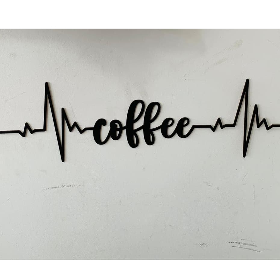 Quadro Decorativo Vazado Batimentos Coração Coffee MDF 3mm Preto OFERTA