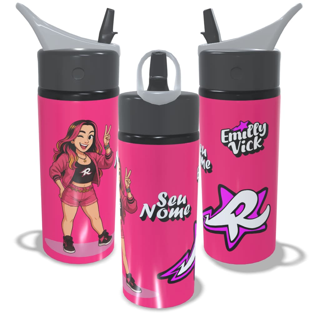 Garrafa Infantil de Alumínio Emilly Vick Personalizada COM NOME 600ml