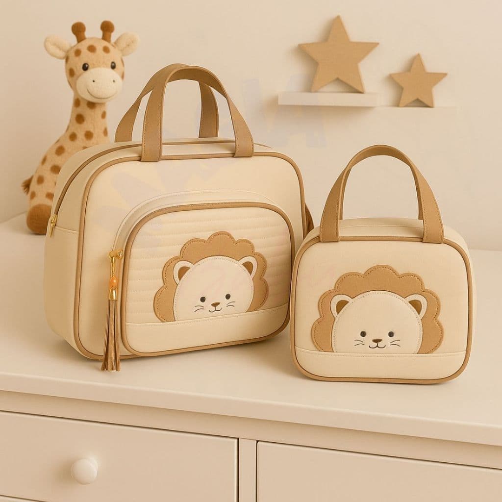 Bolsa Maternidade Girafa e Leão para Bebê Bolsa de Fraldas Mamãe e Bebê