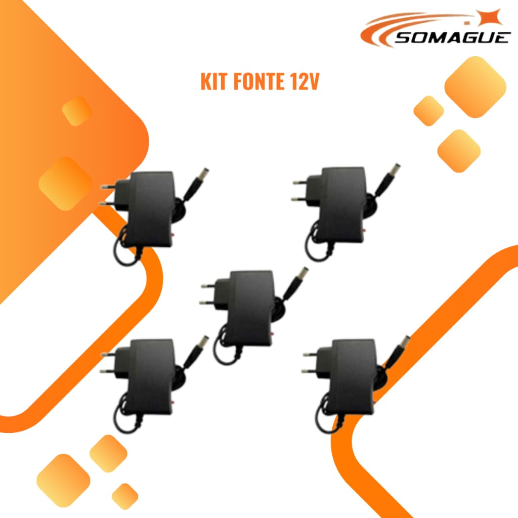 Kit 5 Fonte 12v 2a Bivolt Estabilizada Led