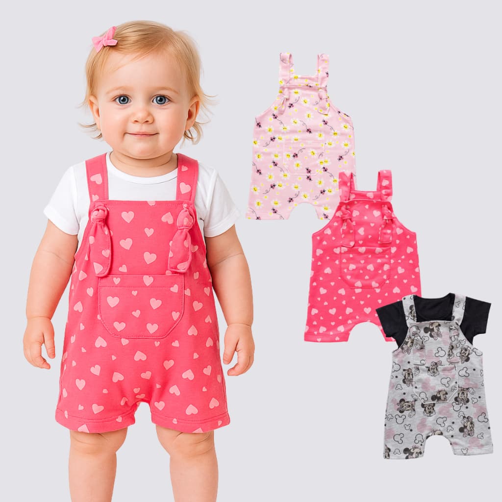 Jardineira Roupa de Bebe Infantil Menina Salopete Romper