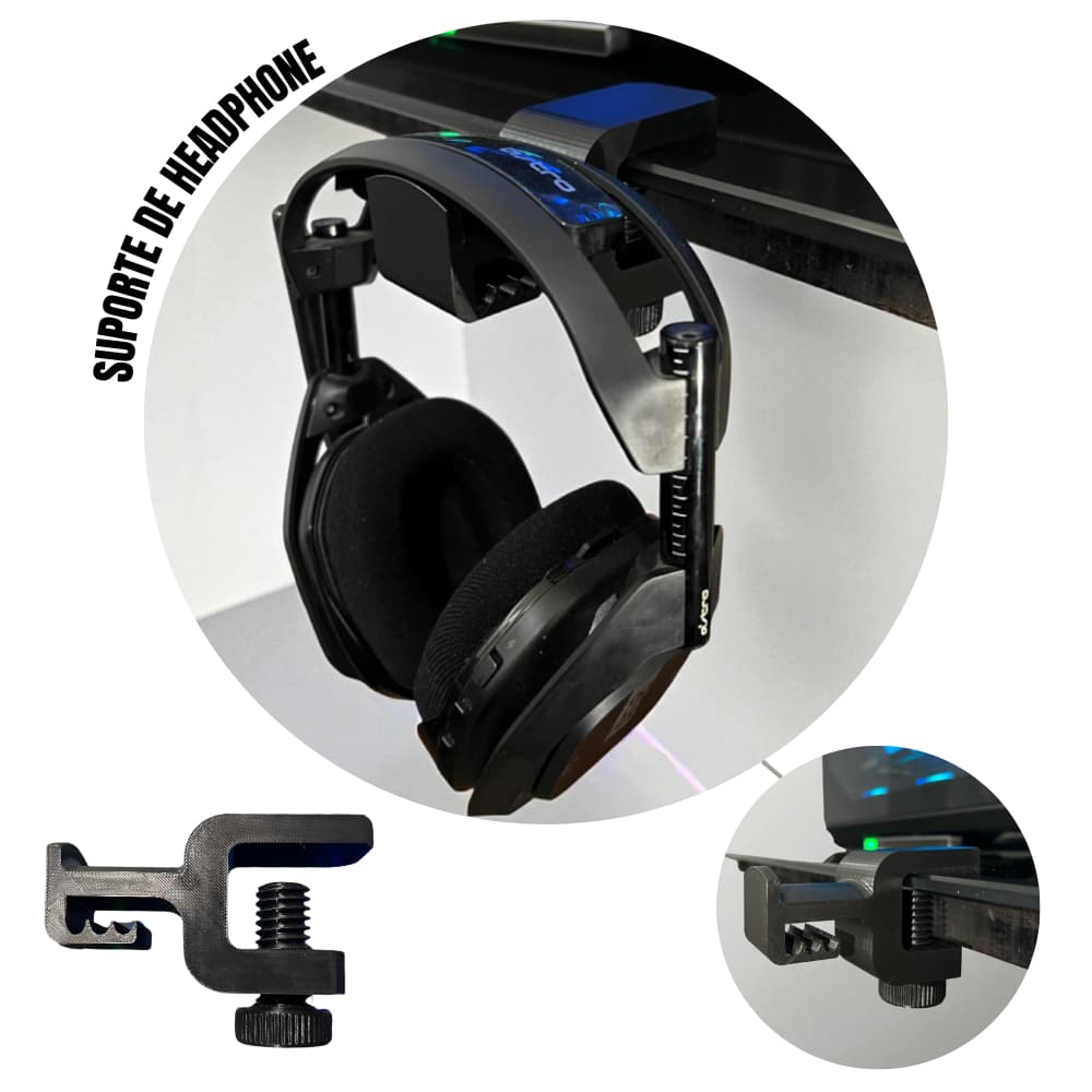 Suporte para Headphone de Mesa Ajustável – Ideal para Escritório, Jogos e Estações de Trabalho