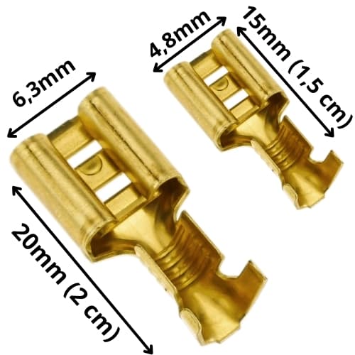 50X Terminal Encaixe Femea Faston 4,8mm 6,3mm Automotivo / Mosquitinho (50 Pçs)