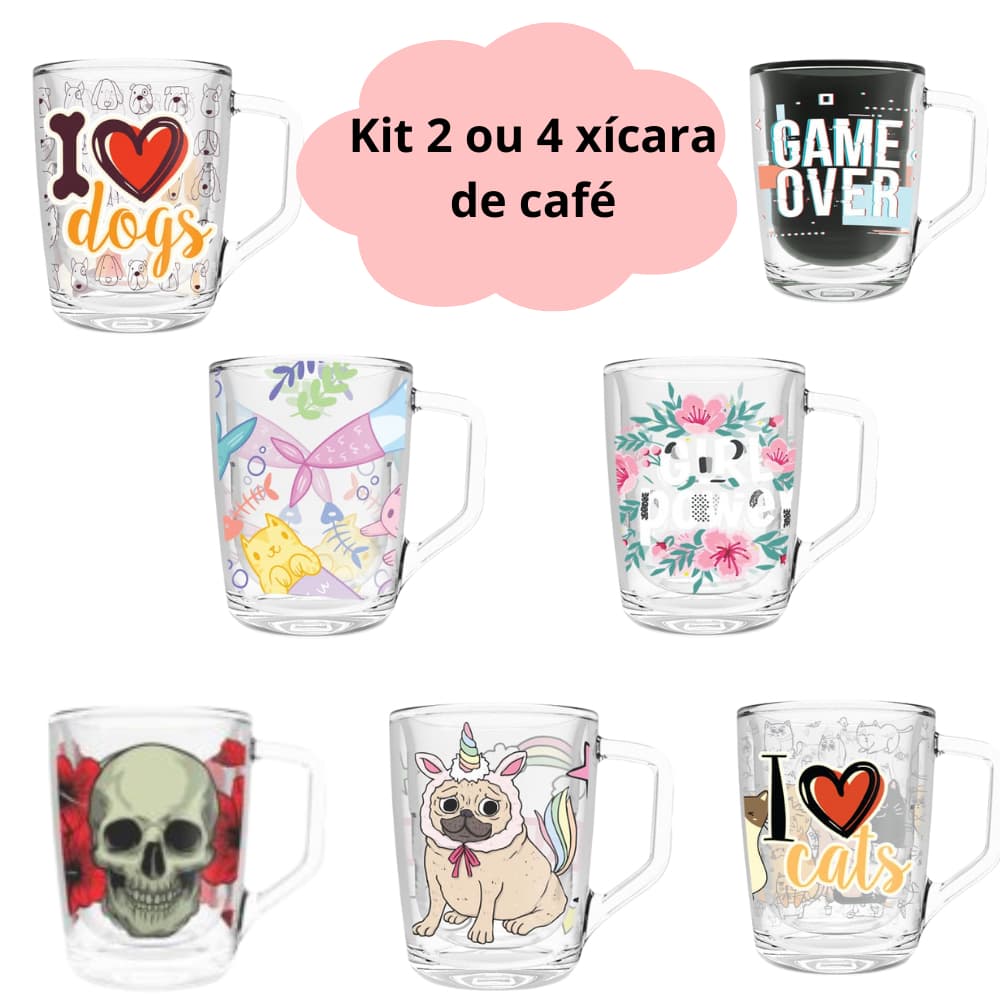 Conjunto de xícaras de Café 60ml Café/Xícaras Kit com 2 ou 4 xícaras