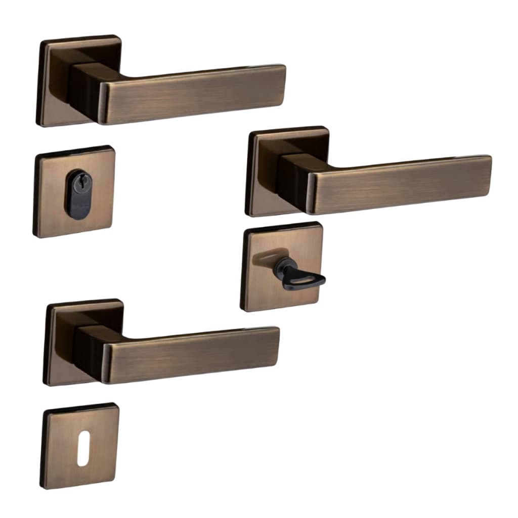 FECHADURA PADO CONCEPT 419 PORTA EXTERNA INTERNA BANHEIRO ANTIQUE BRONZE OXIDADO OURO VELHO 40MM QUADRADA BX RQ1