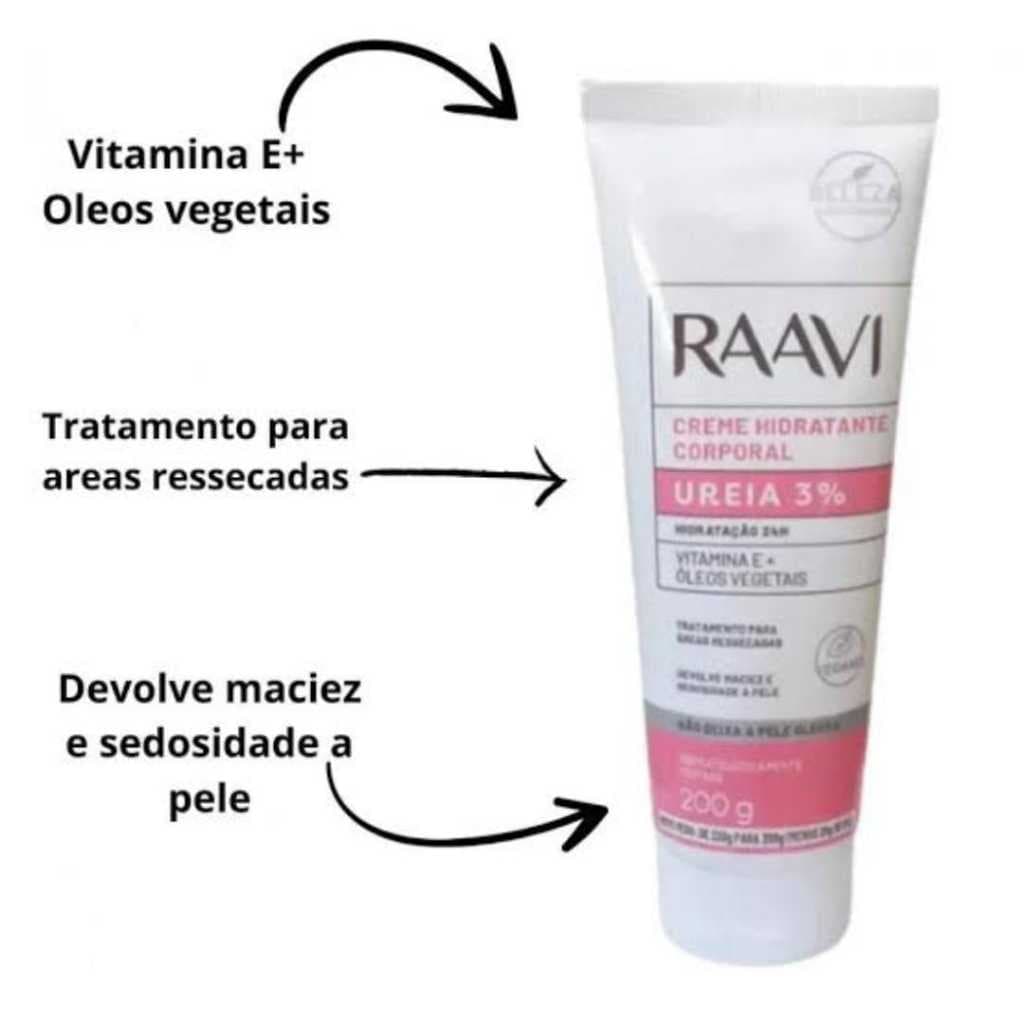 Raavi Creme Hidratante Corporal Intensa Hidratação com Ureia e Vitamina E