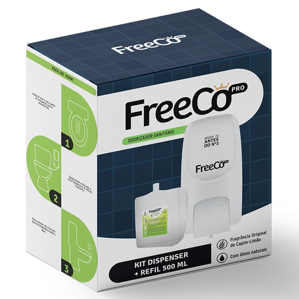 FreeCô Pro Bloqueador de Odores Sanitários Dispenser + Refil