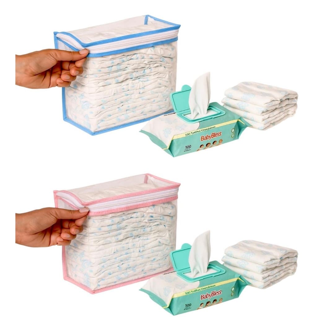 3 Porta Fralda Lenço Umidecido Pomada Necessaire Para Bebê Menina Menino