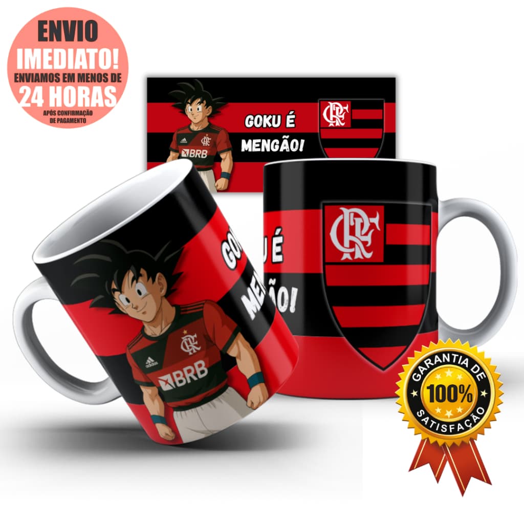 Caneca Xícara Personalizada Goku Time de Futebol Carioca Anime Dragon Ball Envio Rápido 24h