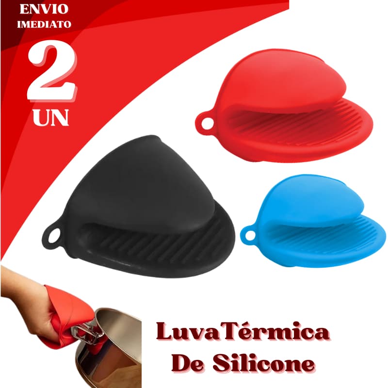 Jogo 2 Luva Térmica de Silicone Cozinha Forno Fogão Churrasco Resistente ao Calor Proteção
