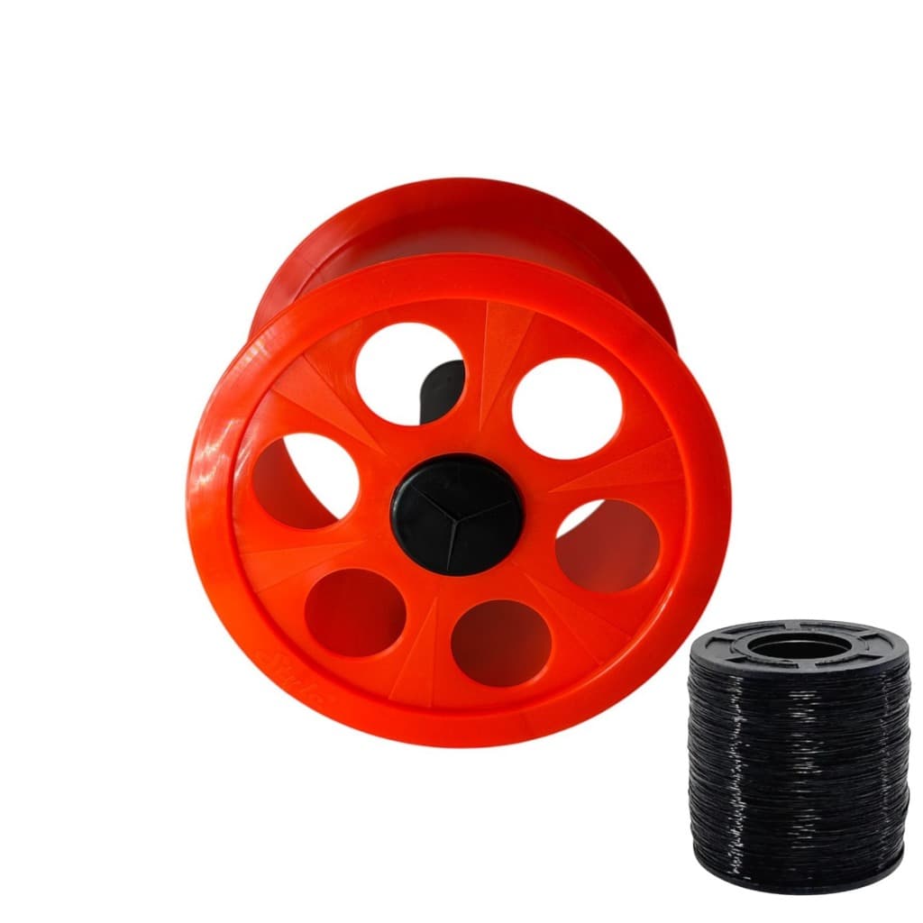 Kit Carretilha De Pipa 15cm Linha Nylon 500 Jardas 0.40 Vermelho