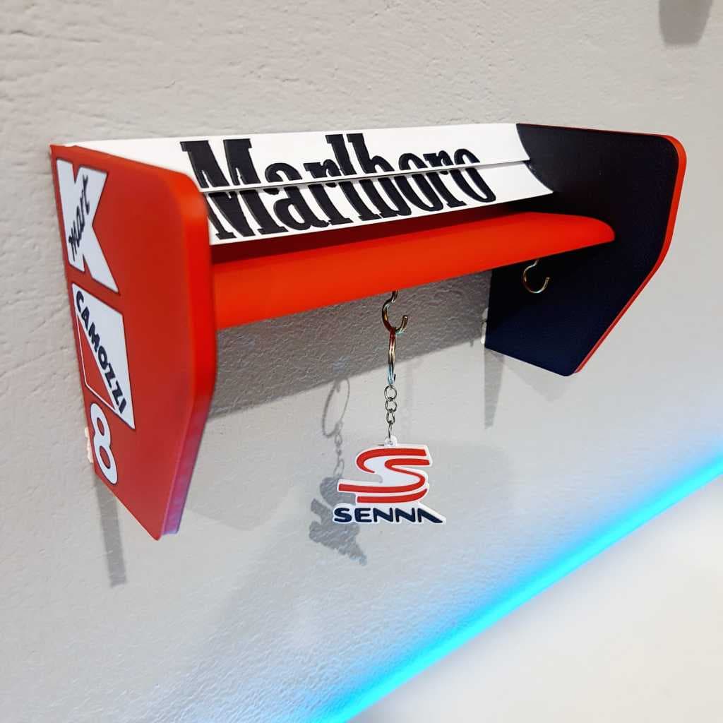 Porta chaves de parede Fórmula 1 - acessórios F1 - Mclaren Mp4/8 + chaveiro Senna