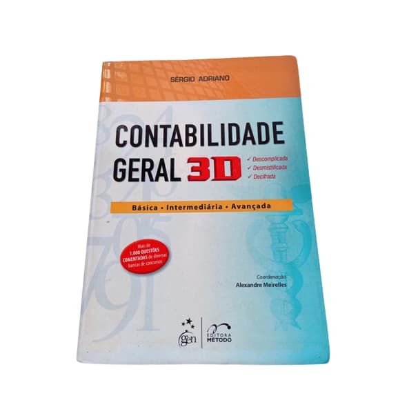 Livro Contabilidade Geral 3D Descomplicada Seminovo Mais de 1000 questões comentadas Sérgio Adriano