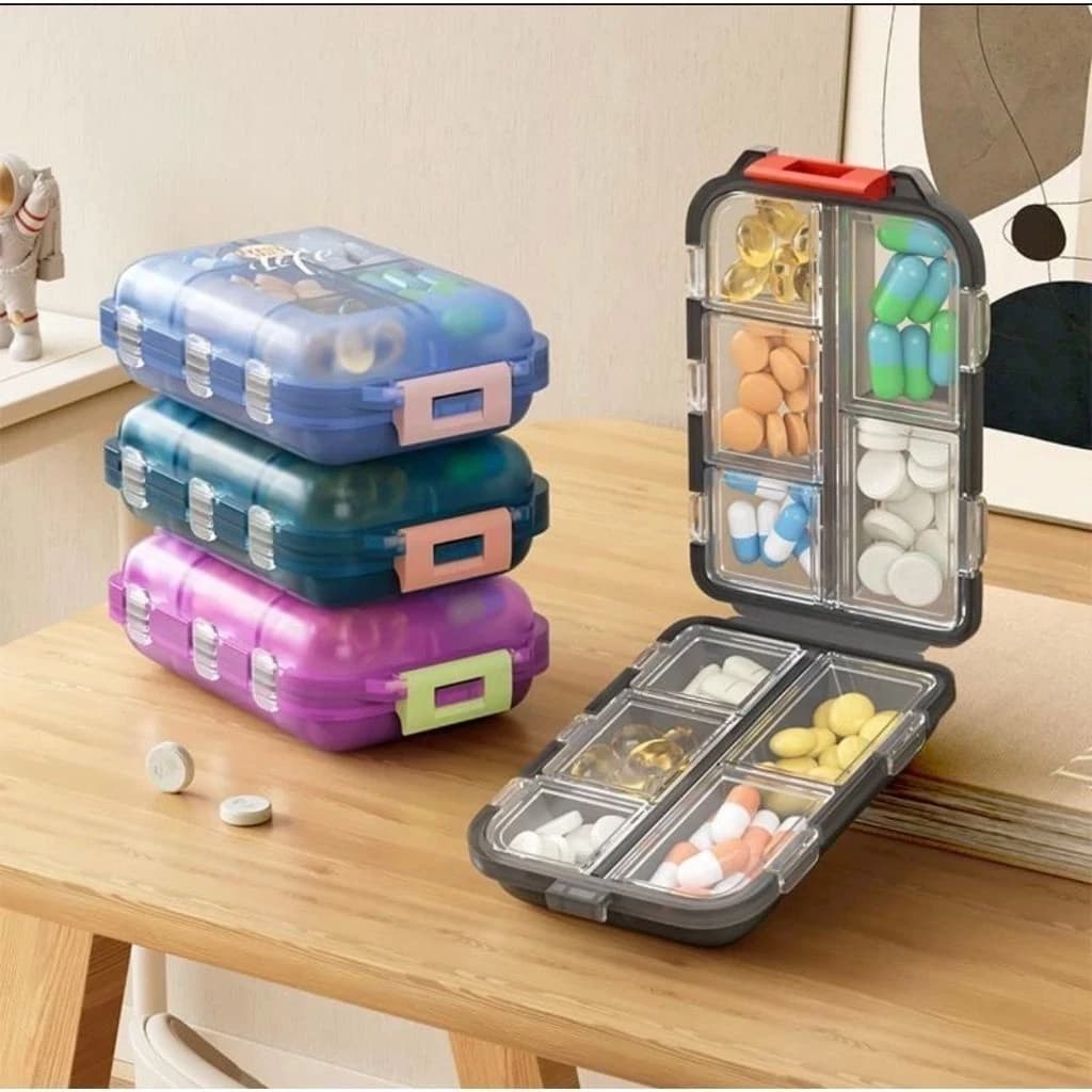 Estojo para pílulas, organizador portátil de comprimidos, caixa de vitaminas para tablet de viagem, com 10 compartimento