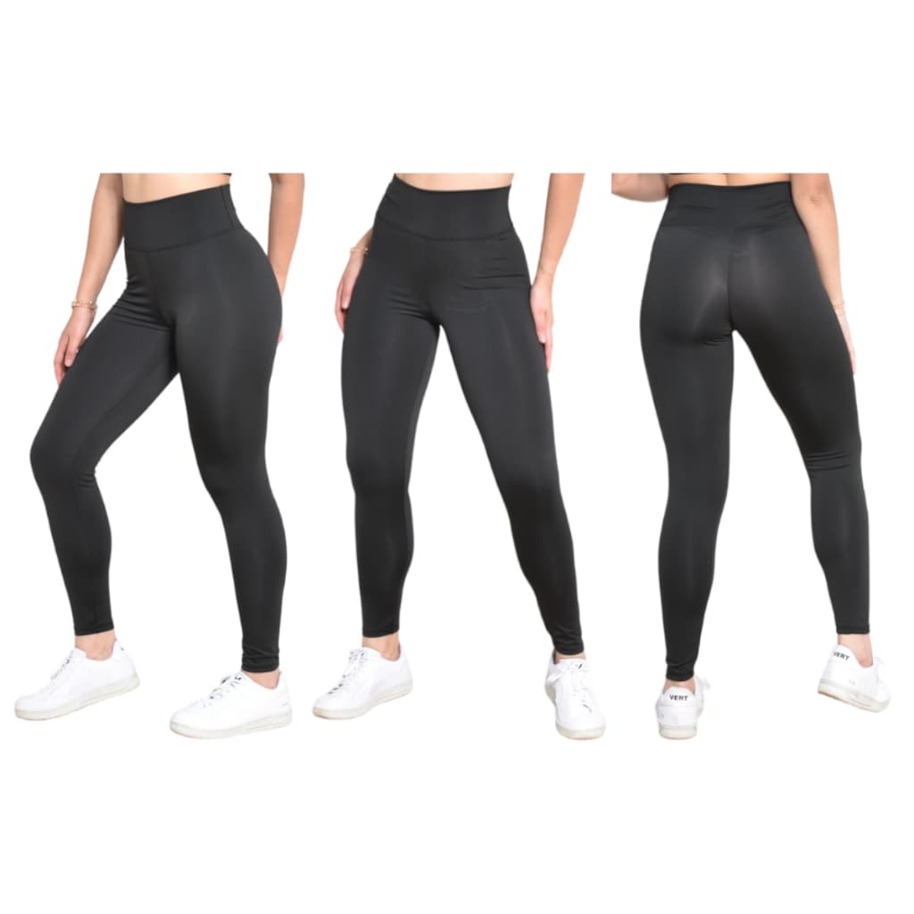 Kit 3 Calça Legging Preta 30.1 Suplex Total Confort Esportiva