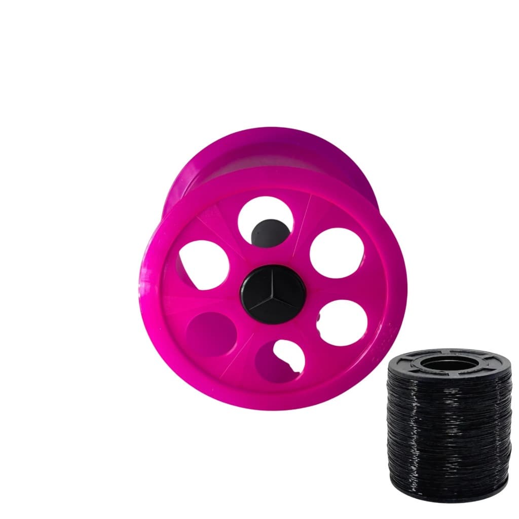 Kit Carretilha De Pipa 15cm Linha Nylon 500 Jardas 0.40 Rosa