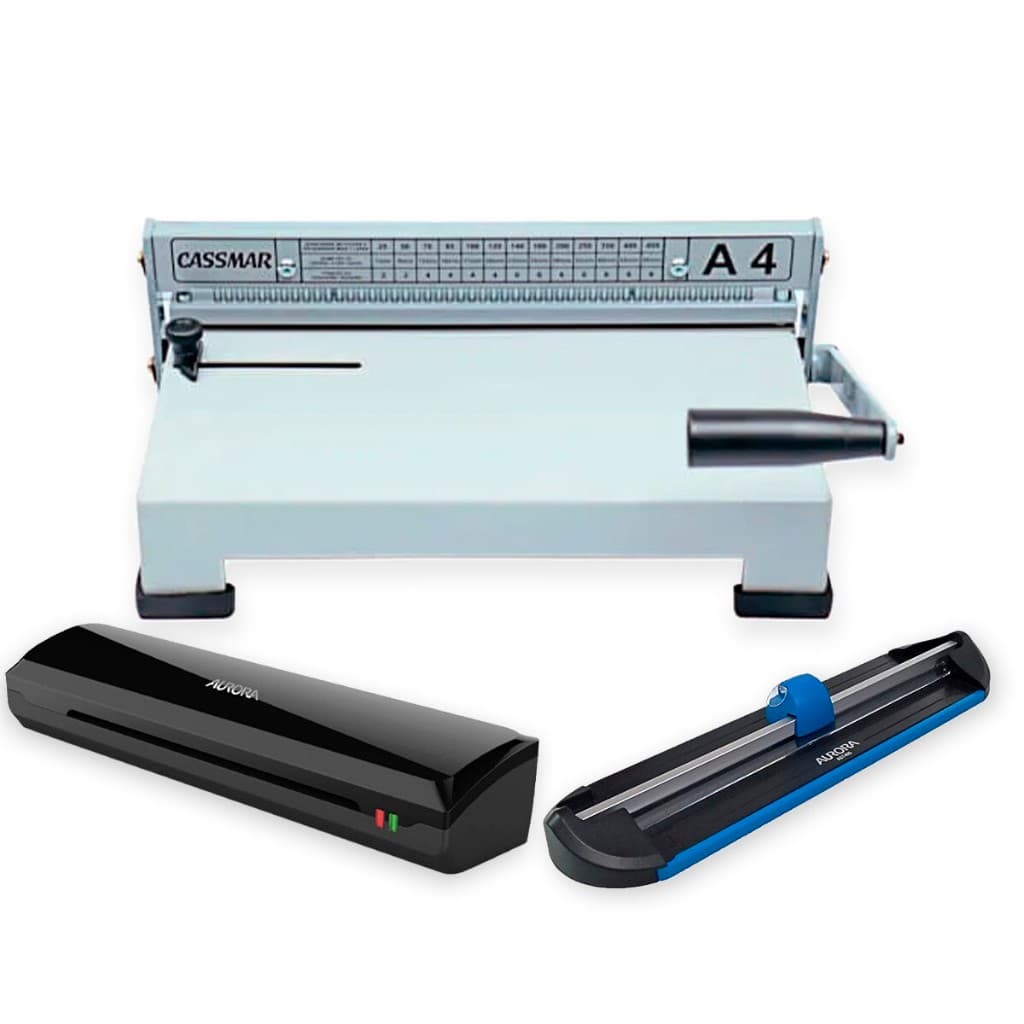 Kit Encadernadora A4-x + Plastificadora + Refiladora - 110v