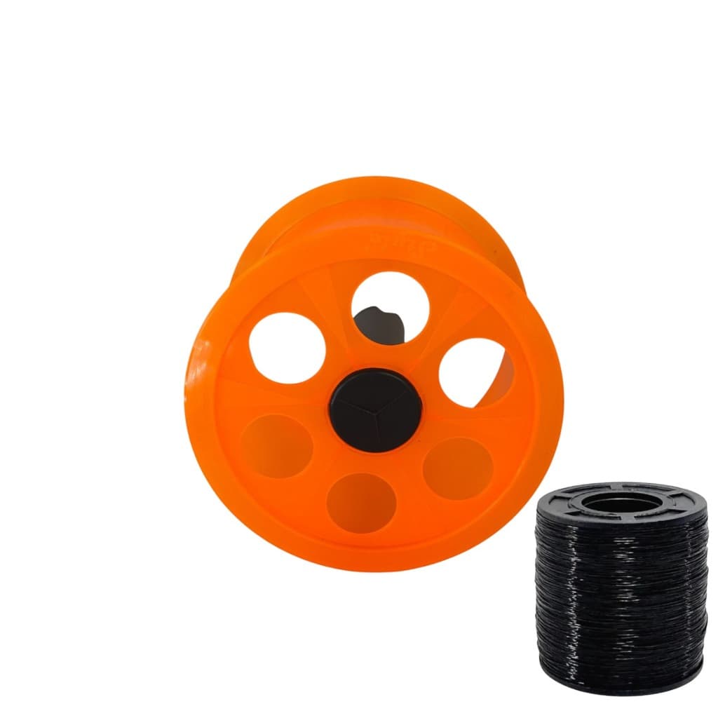 Kit Carretilha De Pipa 15cm Linha Nylon 500 Jardas 0.40 Laranja