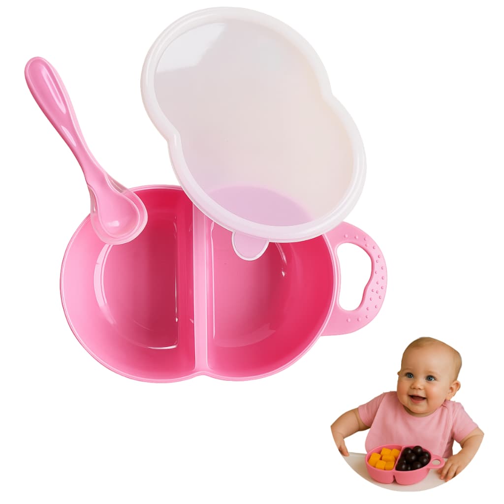 Kit Refeição com Tampa + Colher de Silicone para Bebê
