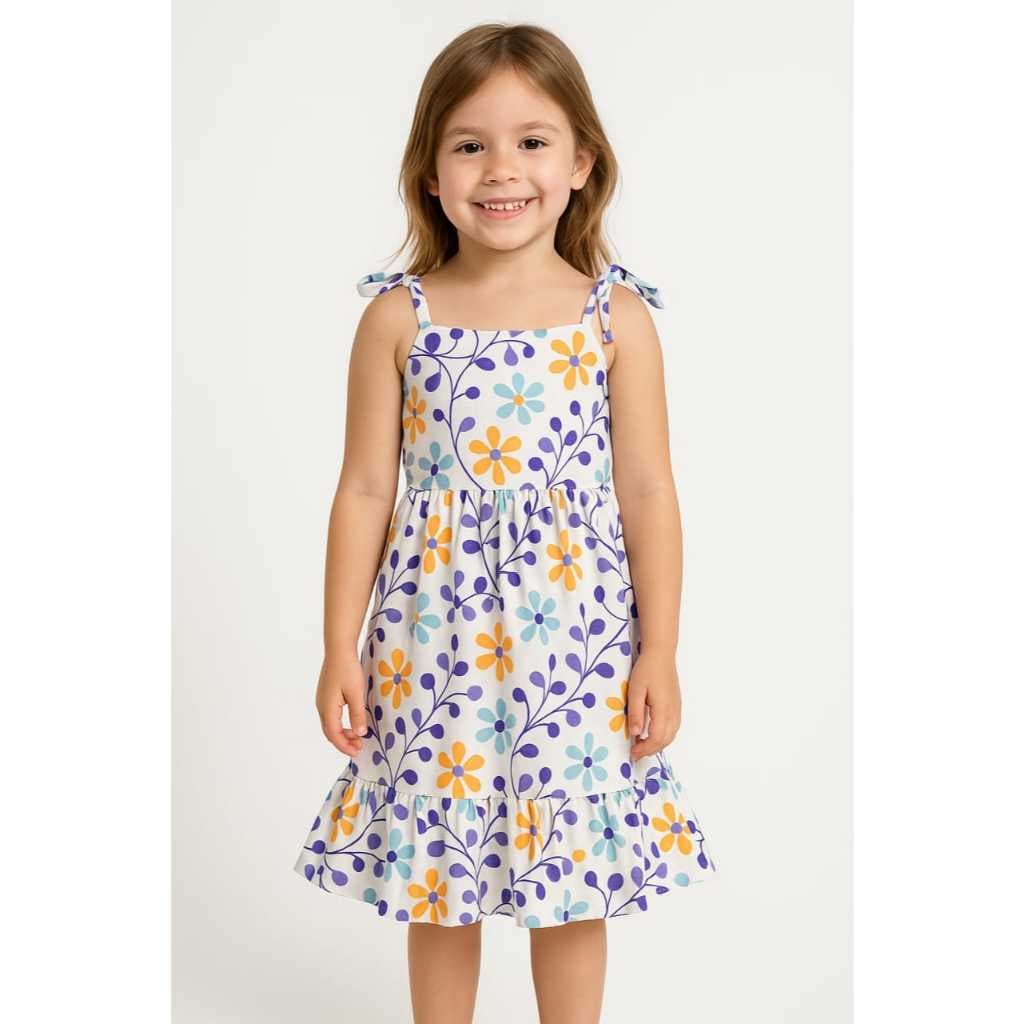 VESTIDO INFANTIL ESTAMPADO DOIS BABADOS