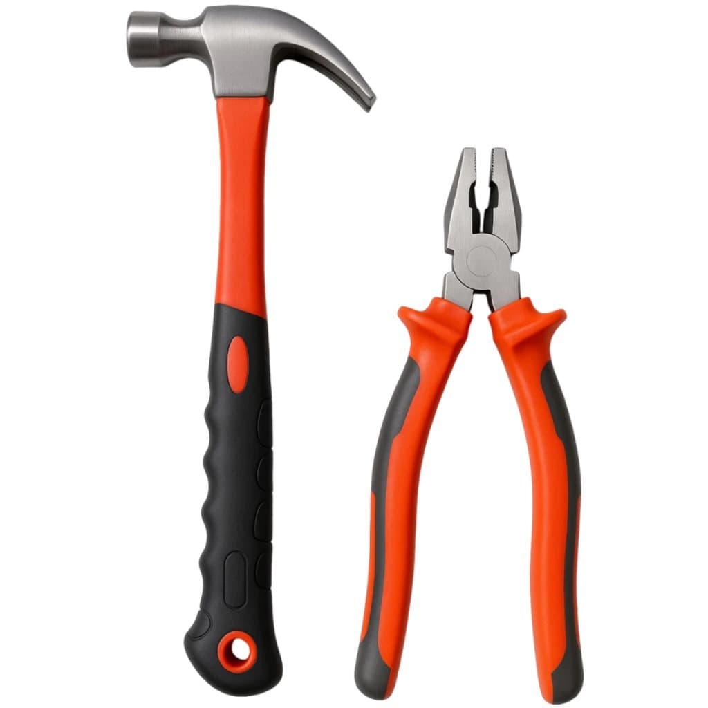 Kit Martelo + Alicate 6”  Profissional Aço Carbono Universal uso domestico Cabo Emborrachado