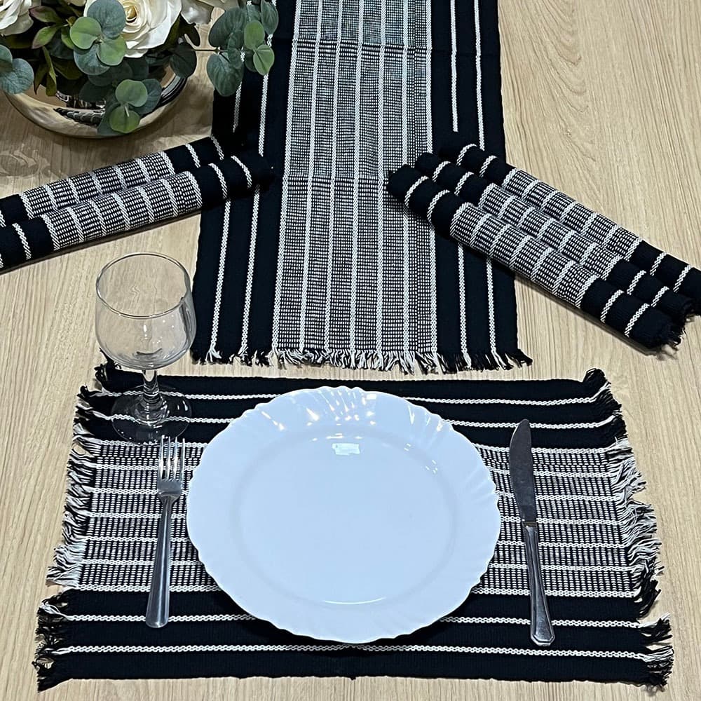Jogo Americano Tear 7 Peças Kit Sousplat Mesa Posta Decoração Caminho Trilho de Mesa Bandeja Toalha