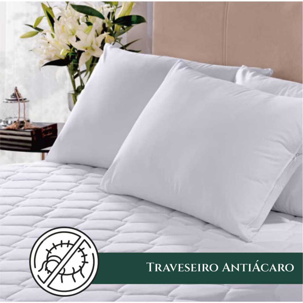 Kit 2 Travesseiro Pluma de Ganso Hiper Confortável Antialérgico Antiácaro 70cm x 50cm