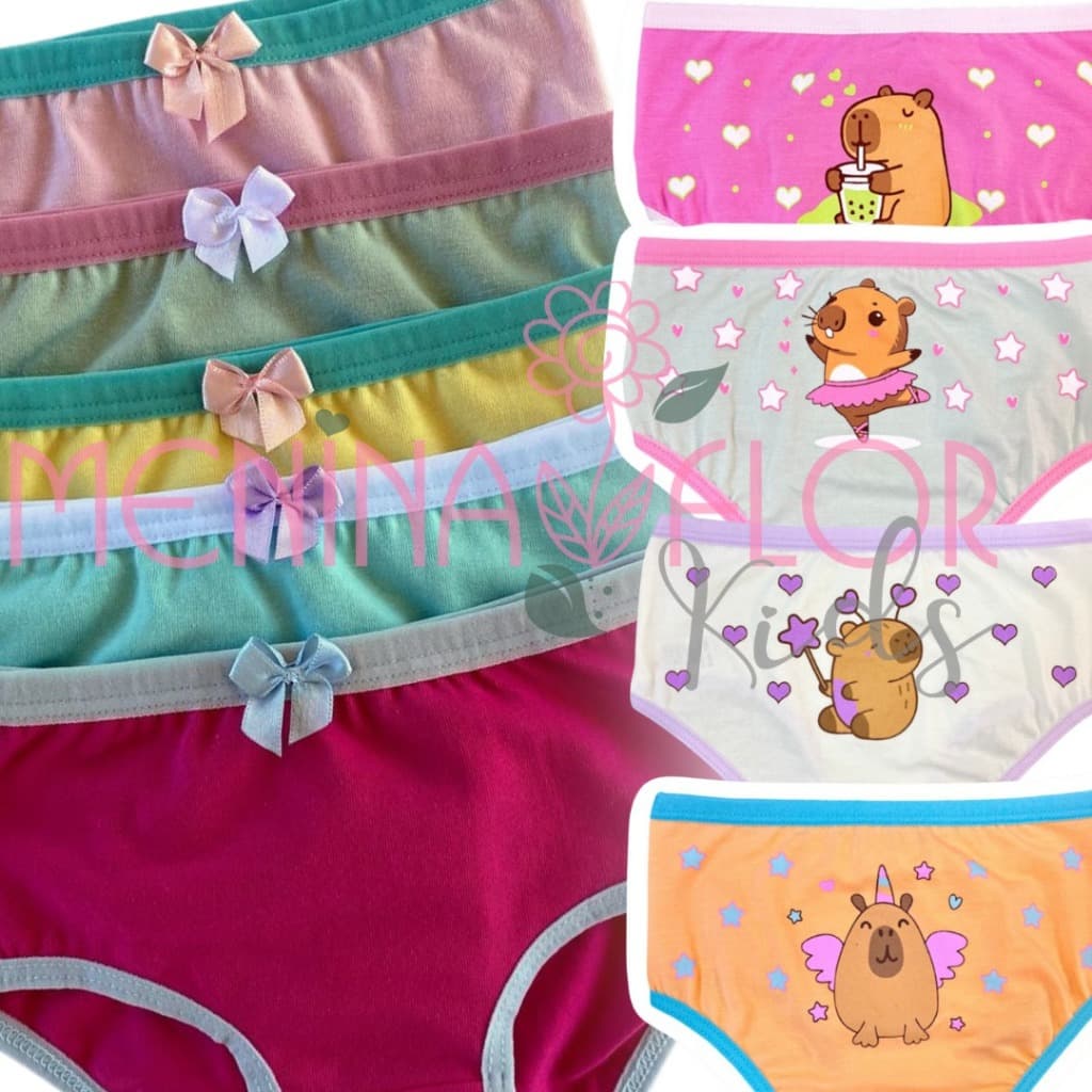 calcinhas para meninas desfraldes confortável criança kit com 5 unidades tanga