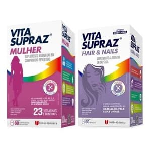Kit com 1 Supraz Mulher e 1 Supraz Hair e Nails Suplemento Alimentar União Química