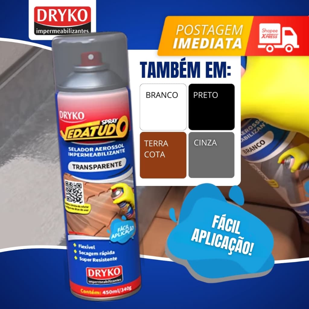 Borracha Líquida Spray Impermeabilizante Veda 400ml preto-branca-transparente