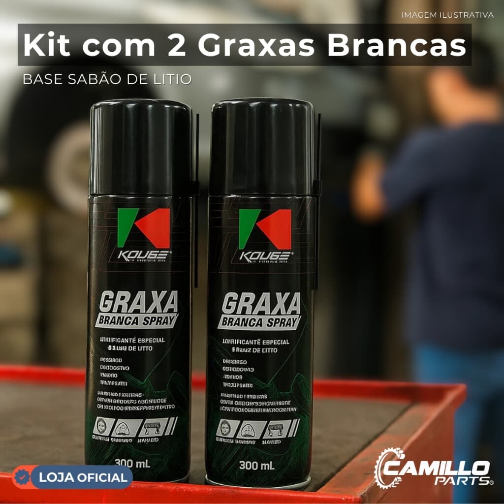 Spray Graxa Branca Koube Kit 2x300ml - Protege, Lubrifica e Elimina Ruídos