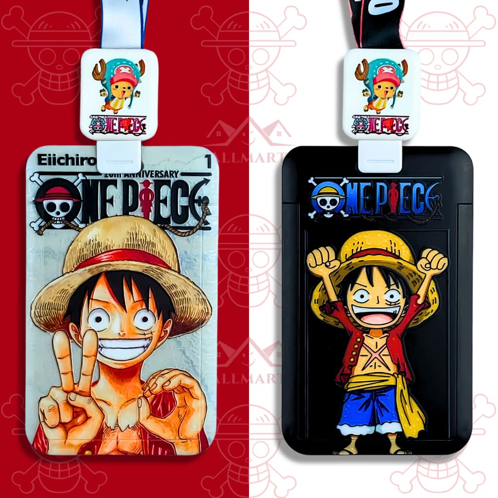 Porta crachá One Piece com Roller Clip - Cartão de alta qualidade com cordão temático