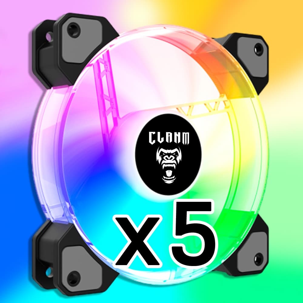 Kit 5 Fan VEX ARGB CLANM – 120 mm, 15 LEDs ARGB, Visual Gamer Impactante