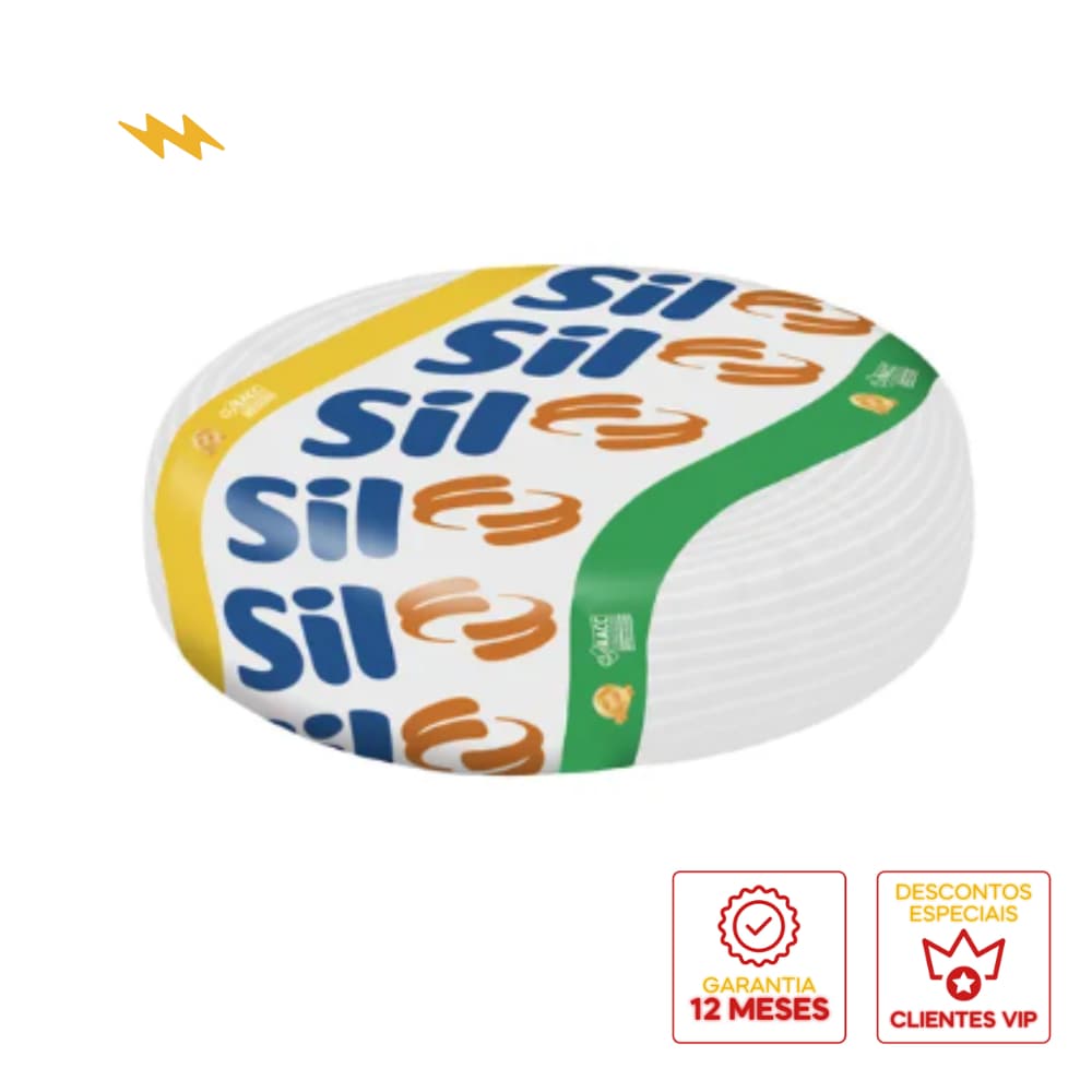 Cabo Flexível SIL 1mm 750V  Norm. Inmetro  Cobertura Cor Branco Fio Elétrico 100 Metros Cabinho