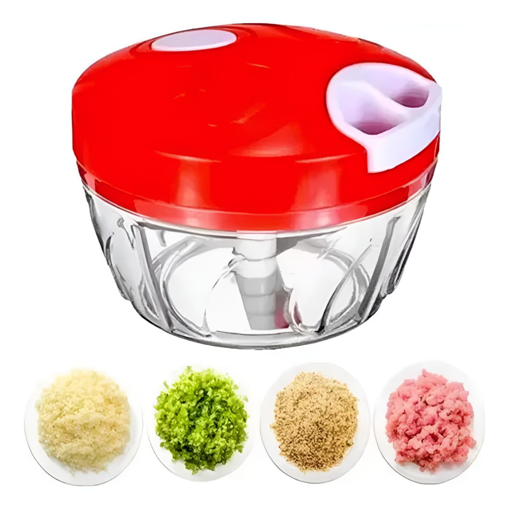 Processador Triturador Moedor De Alimentos Manual Picador Com 3 Lâminas 500 mL Em Casa Tem