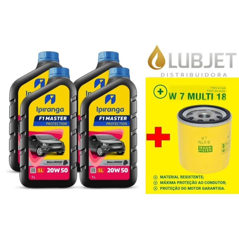 Kit 4 Litros Óleo Ipiranga 20W50 + Filtro W7 Multi 18 – Chevrolet 8V até 1999