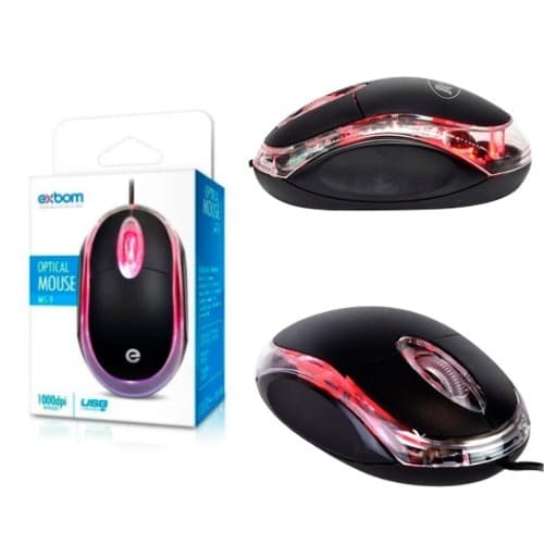 Mouse Óptico EXBOM com Fio USB Plug & Play Simples e Eficiente Windows e MacOS