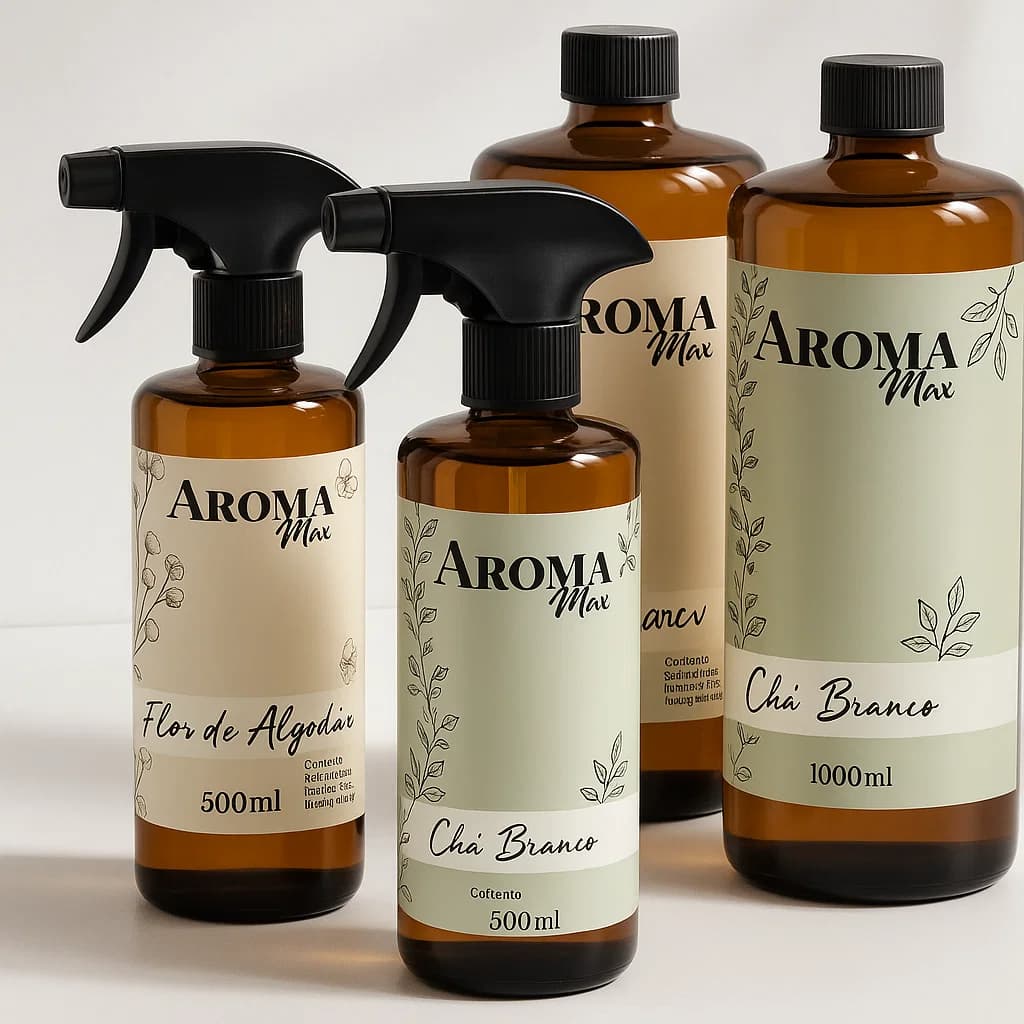 Kit Água Perfumada Aroma Max 1,5L Alta Fixação Rende Muito 18 Aromas Para Tecidos Roupas E Ambientes