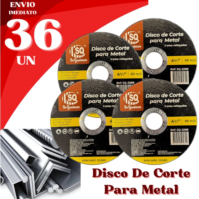 Kit 36 Discos de Corte para Metal 4½" Reforçado Alta Performance Profissional Corte Rápido Preciso