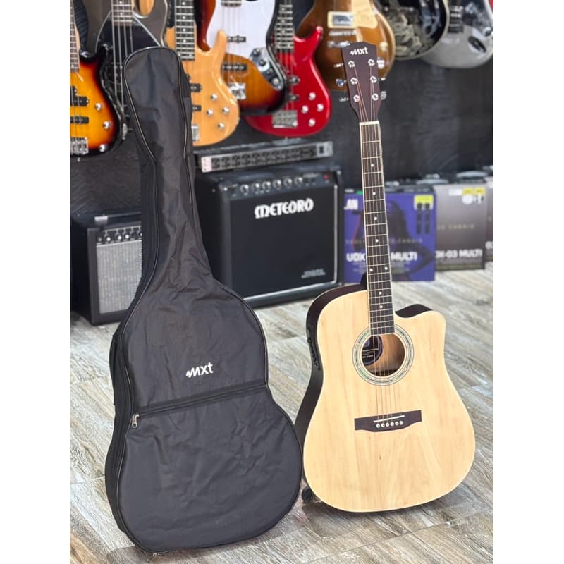 Violão elétrico eletroacústico+capa com equalizador Folk tamanho 41 braço fino com tensor profissional-Mxt