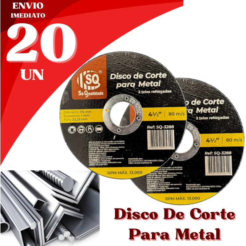 Kit 20 Discos de Corte para Metal 4½" Reforçado Alta Performance Profissional Corte Rápido Preciso