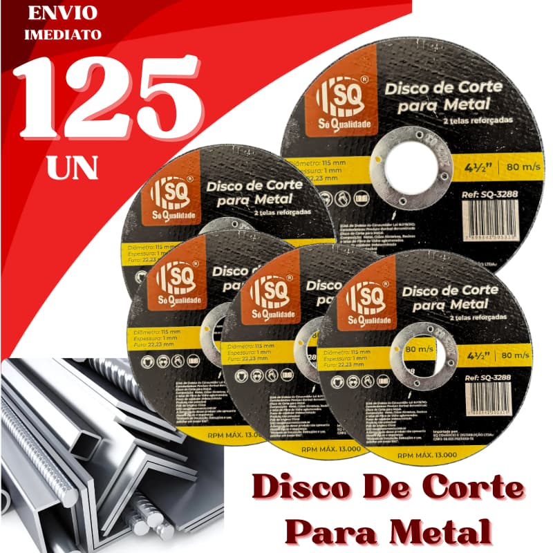 Jogo Profissional 125 Discos de Corte para Metal 4½" Reforçado Alta Performance Corte Rápido Preciso