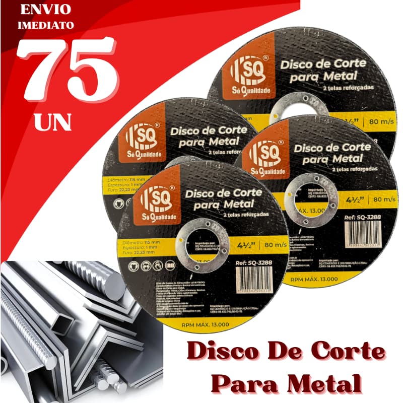 Discos de Corte para Metal 4½" - Kit 75 Peças Alta Performance Profissional Corte Rápido Preciso