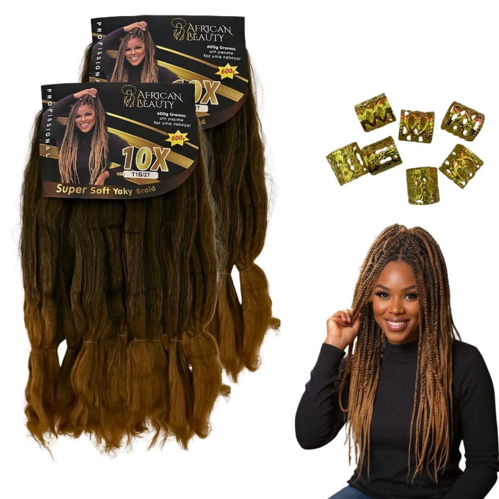 Kit 2 Cabelos Jumbo Yaki 10x 600g Fibra Sintética Premium Crochet Braid Tranças Afro Box Braids Twist Alongamento