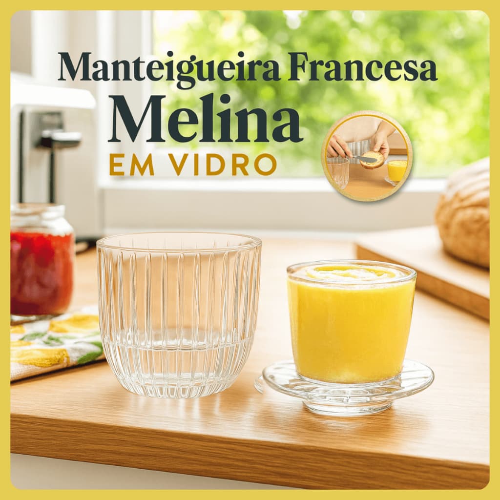 Mantegueira Francesa Pote Vidro Transparente Porta Manteiga Margarina Mesa Posta Café Manhã Hotel