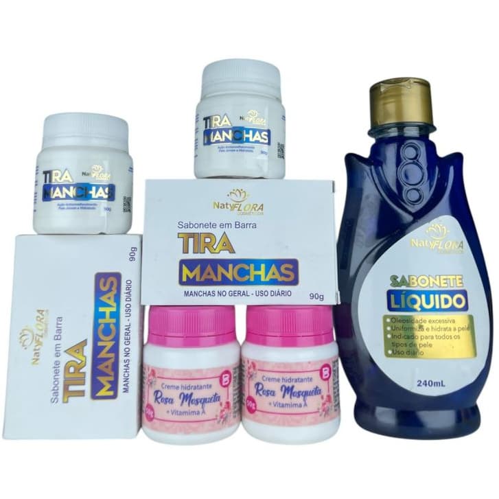 Kit Tira Manchas, Rosa Mosqueta, Creme Tira Manchas, Sabonetes Tira Manchas 7 Unidades