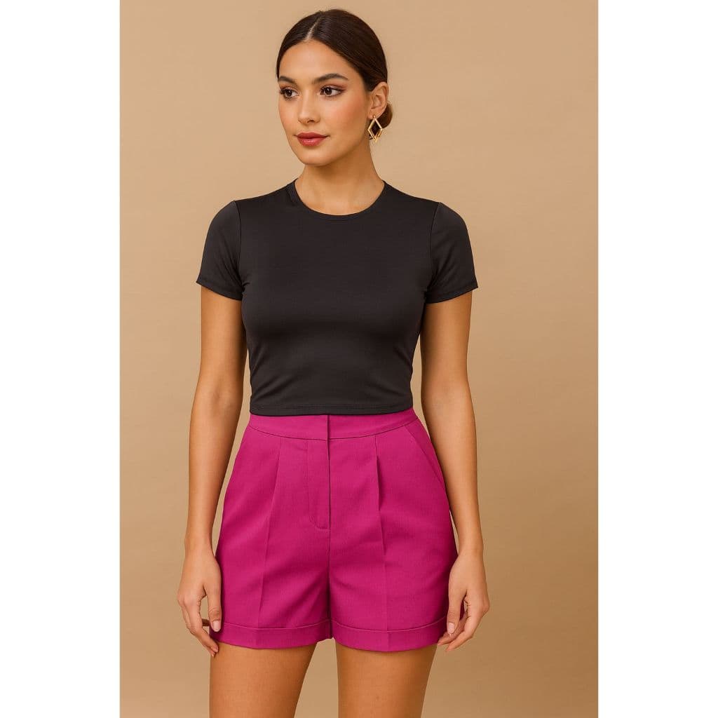 Blusa Cropped Feminina Básica Manga Curta Moda Casual